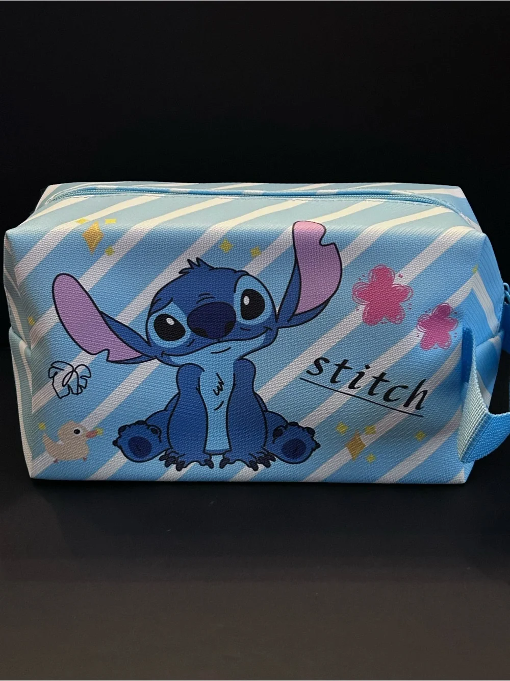 Stitch Light Blue, Pink & White Zipper School Supplies or Cosmetic Pouch Zip Bag